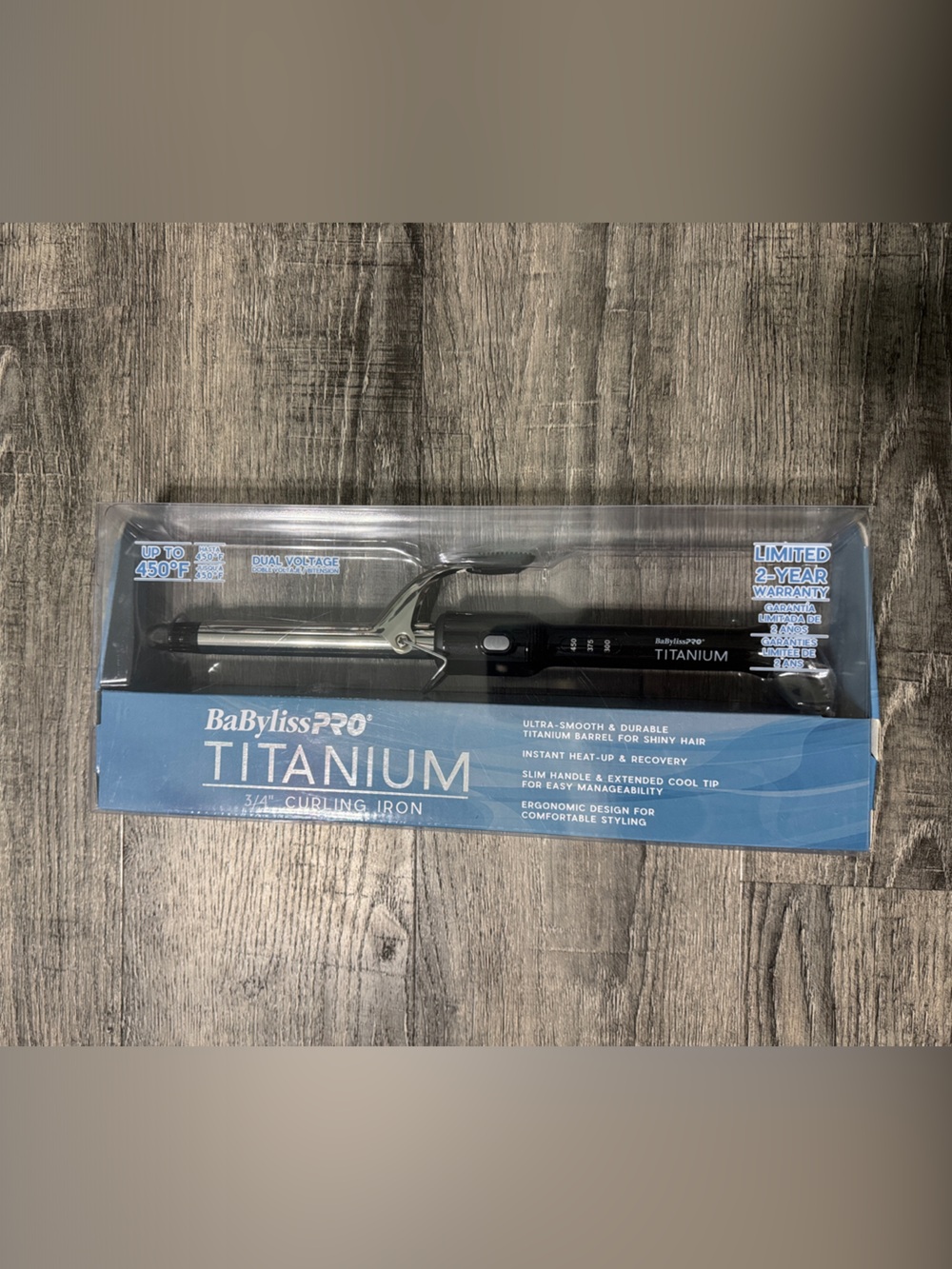 NEW BaByliss Pro Titanium 3/4” Curling Iron in Black and Silver